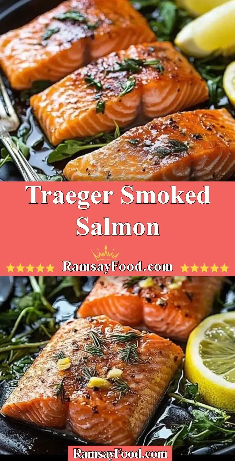 Delicious Traeger smoked salmon ready to be served on a wooden platter.