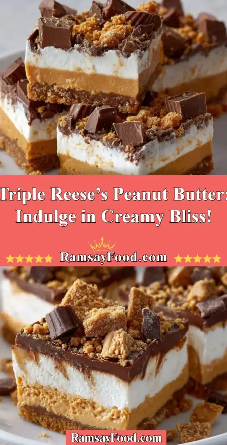 Triple Reese’s Peanut Butter: Indulge in Creamy Bliss! 5 Delicious Triple Reese’s Peanut Butter dessert showcasing creamy layers and chocolate.