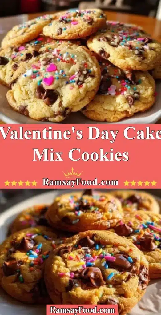 Valentine's Day cake mix cookies decorated with hearts