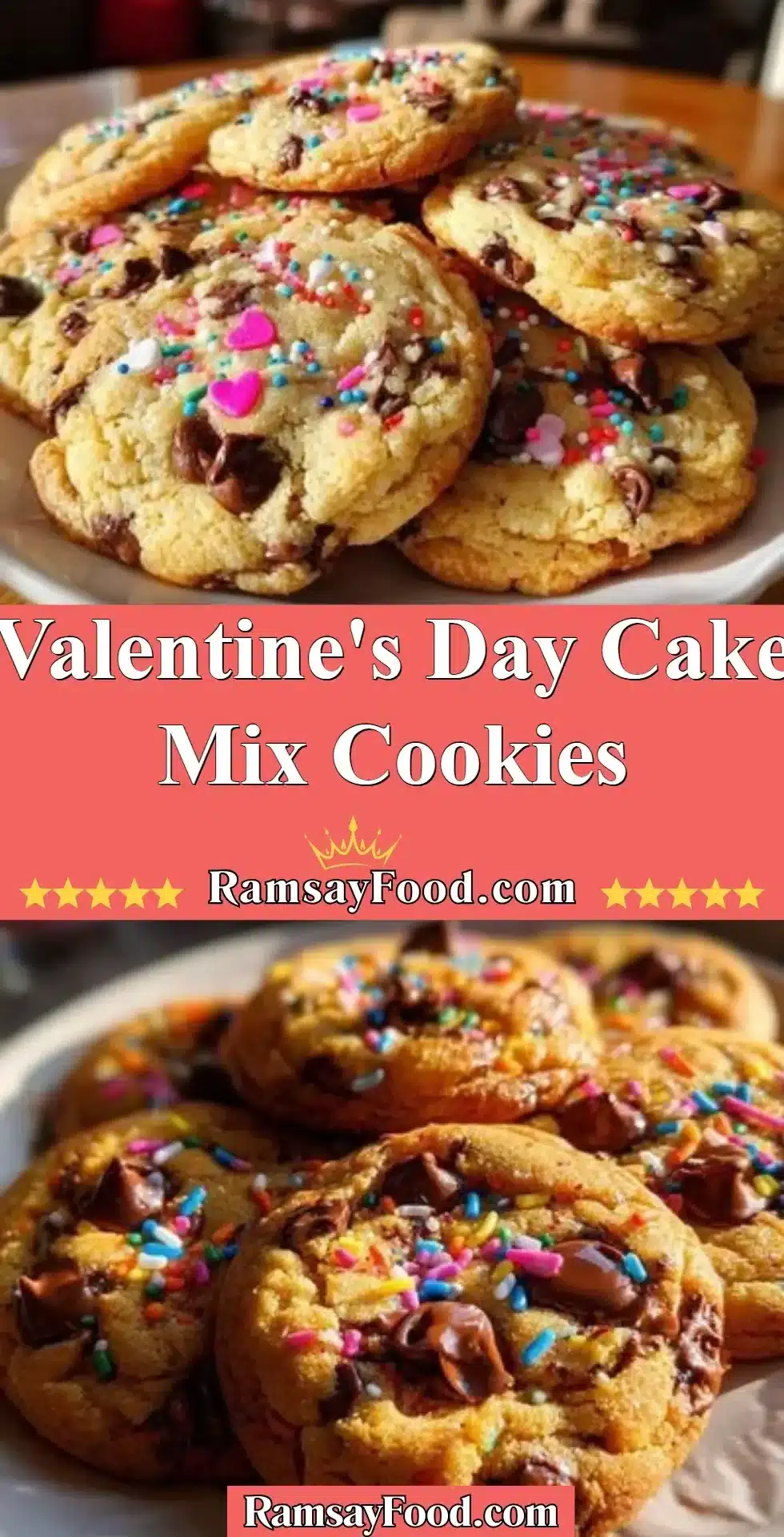 Valentine's Day cake mix cookies decorated with hearts