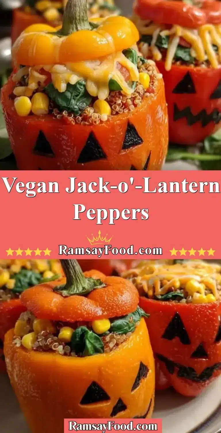 Vegan Jack-o'-Lantern Peppers 8 Vegan jack-o'-lantern peppers filled with colorful vegetable filling