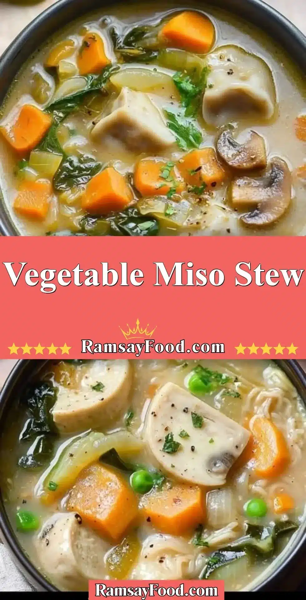 Bowl of delicious Vegetable Miso Stew with fresh vegetables and miso broth.