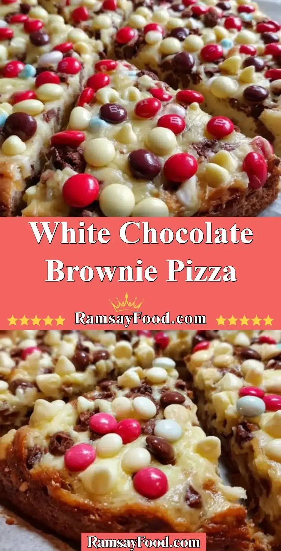 White Chocolate Brownie Pizza 2 White chocolate brownie pizza topped with creamy chocolate drizzle