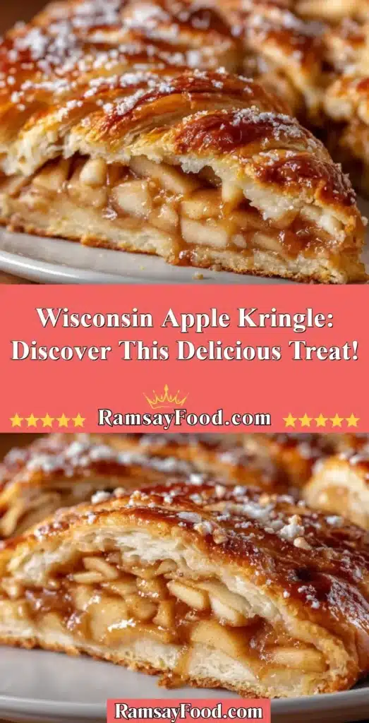 Wisconsin Apple Kringle pastry with apple filling, a delicious dessert treat.