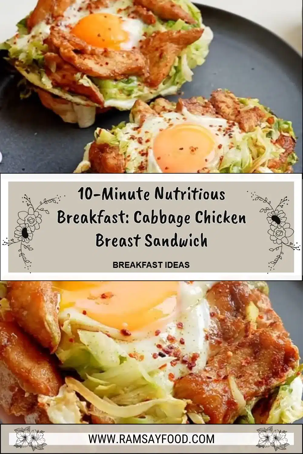 10-Minute Nutritious Breakfast: Cabbage Chicken Breast Sandwich 2 Nutritious cabbage chicken breast sandwich ready in 10 minutes.