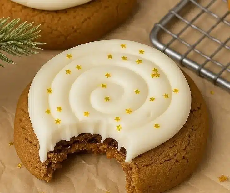 Freshly baked gingerbread cookies inspired by Crumbl's famous recipe