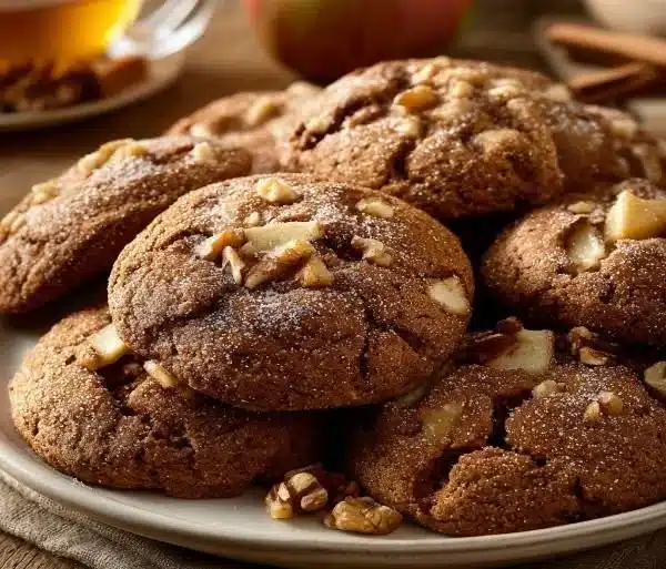 Apple Cider Cookies 7 Delicious homemade Apple Cider Cookies on a rustic wooden table