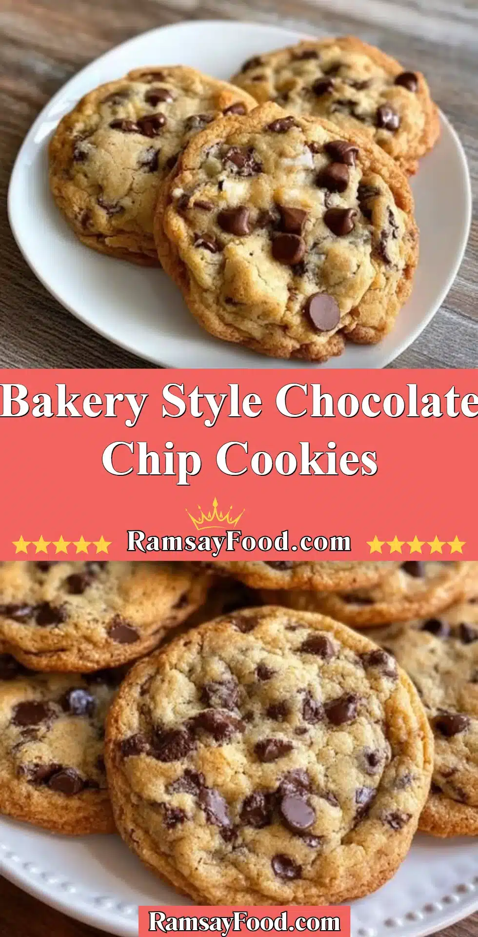 Bakery Style Chocolate Chip Cookies 2 Bakery style chocolate chip cookies on a cooling rack