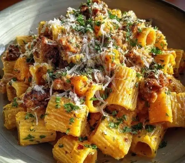 Creamy Rigatoni with Butternut Squash and Spicy Sausage