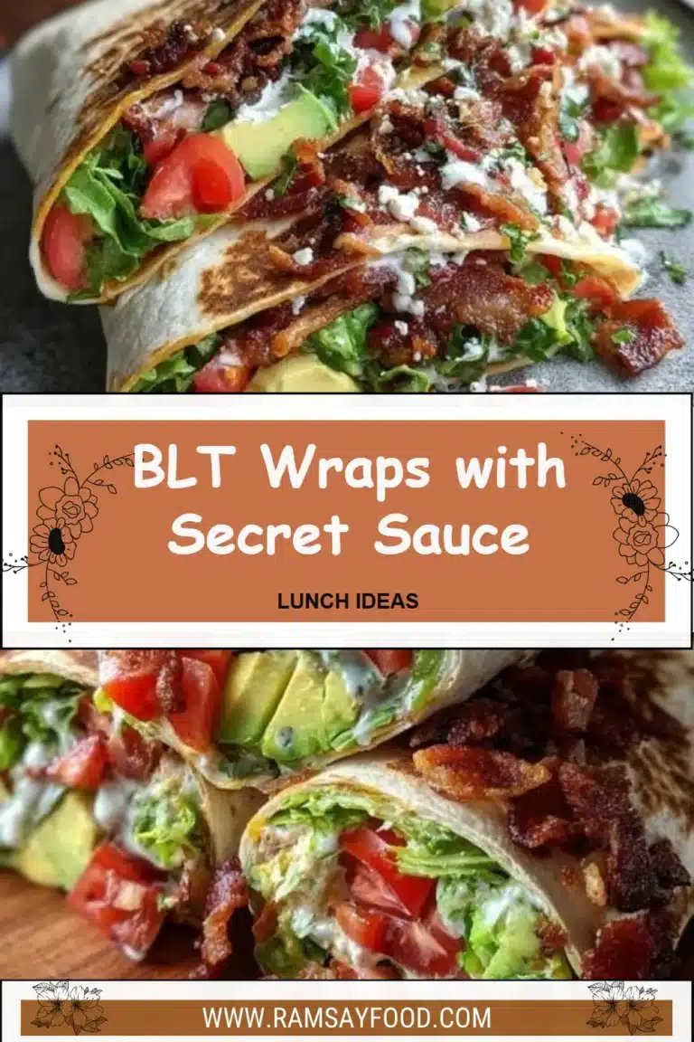 BLT wraps filled with crispy bacon, lettuce, and tomatoes, drizzled with secret sauce