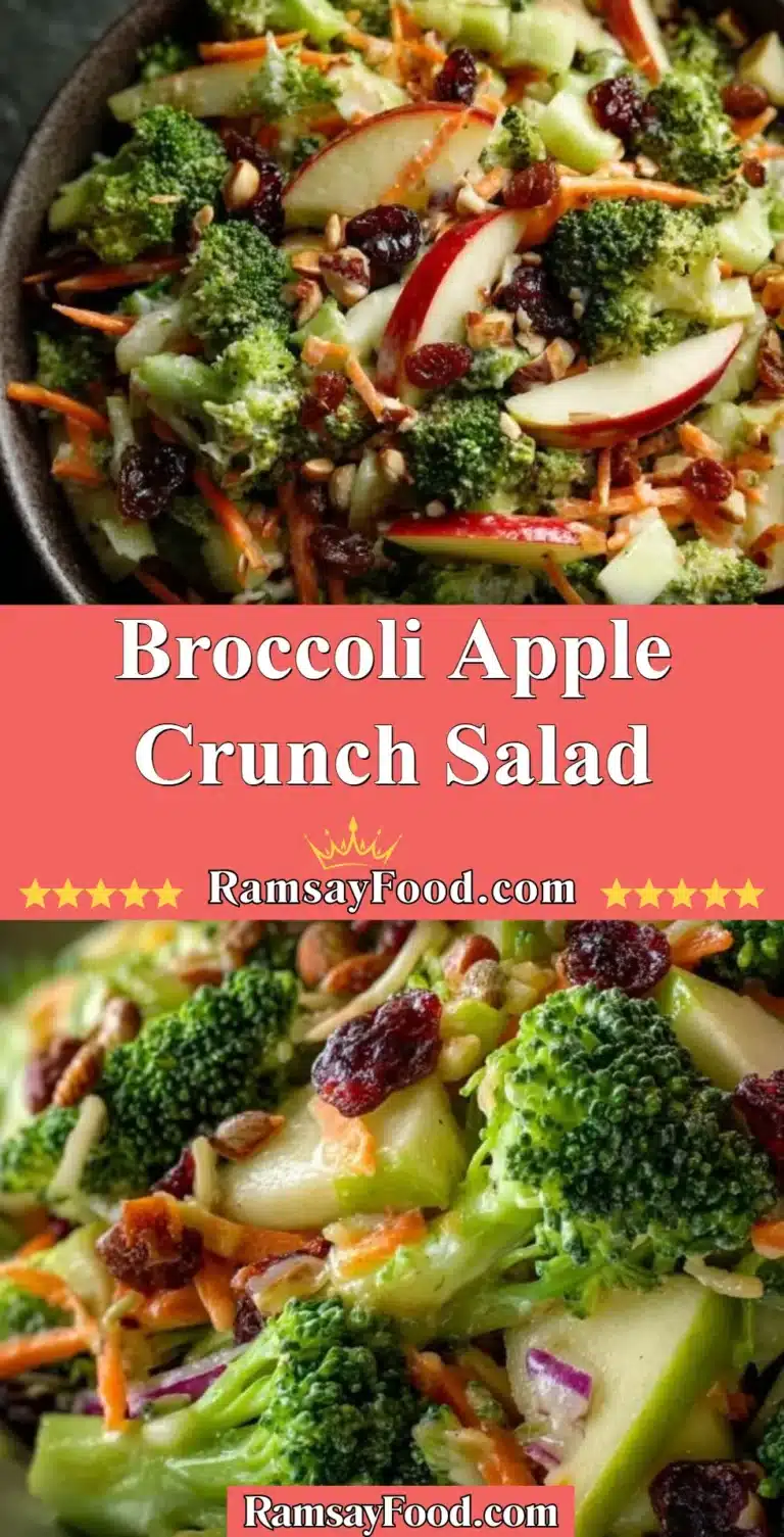 Fresh Broccoli Apple Crunch Salad with nuts and dressing