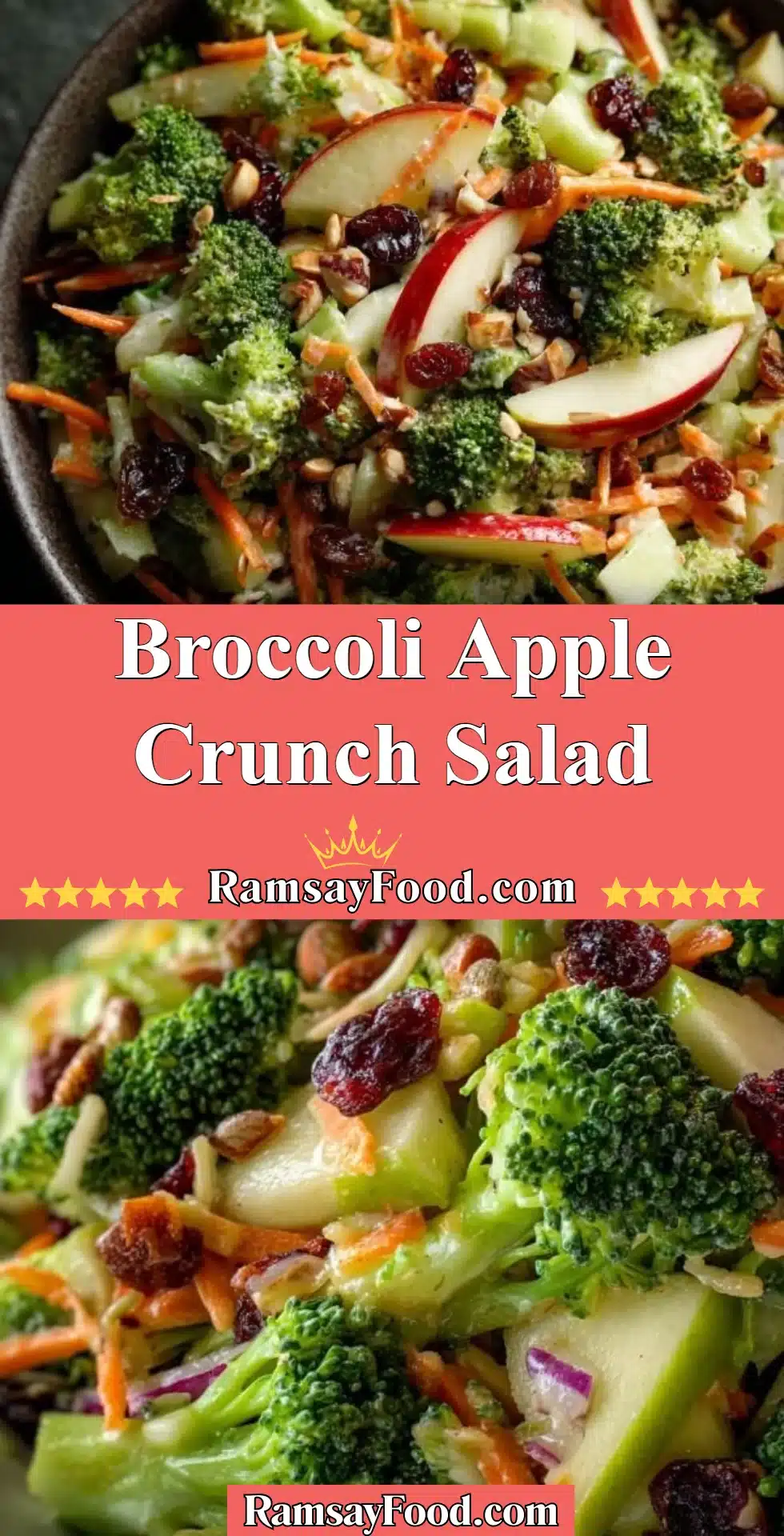Broccoli Apple Crunch Salad 2 Fresh Broccoli Apple Crunch Salad with nuts and dressing