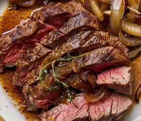 Delicious Browned Butter Beef Fry dish garnished and ready to serve