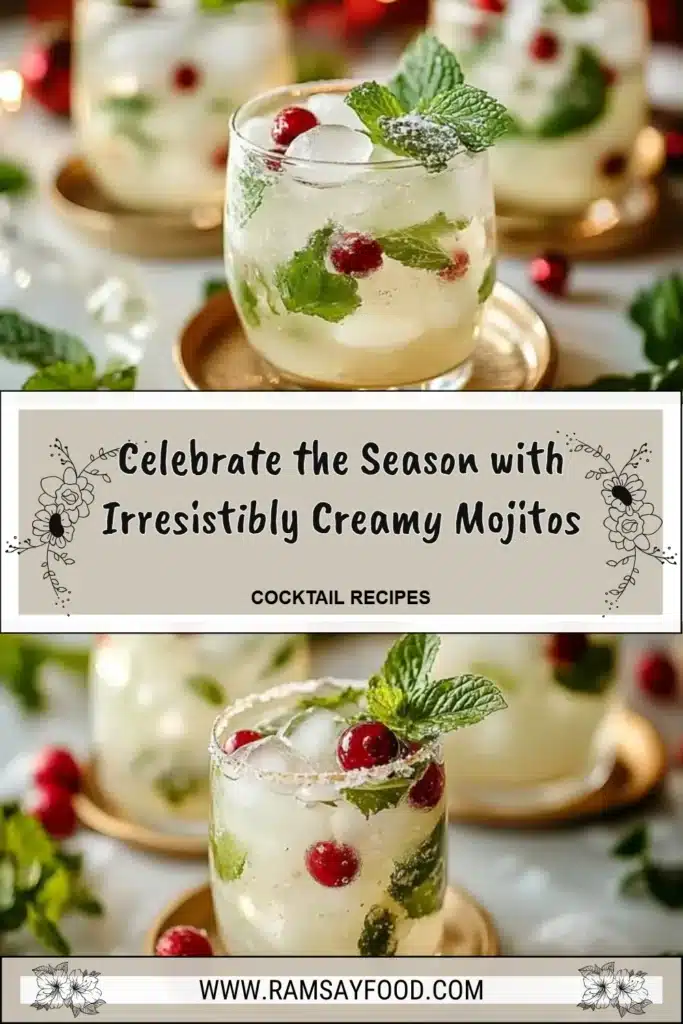 Delicious creamy mojitos served in a festive glass, garnished with mint.