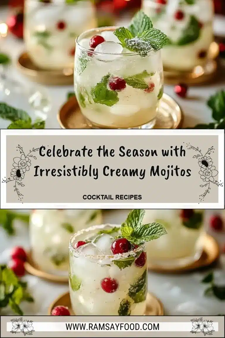Celebrate the Season with Irresistibly Creamy Mojitos 4 Delicious creamy mojitos served in a festive glass, garnished with mint.