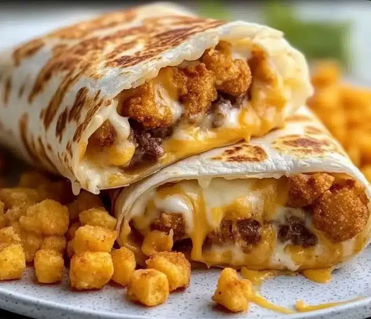Cheesy potato burritos served with salsa and toppings