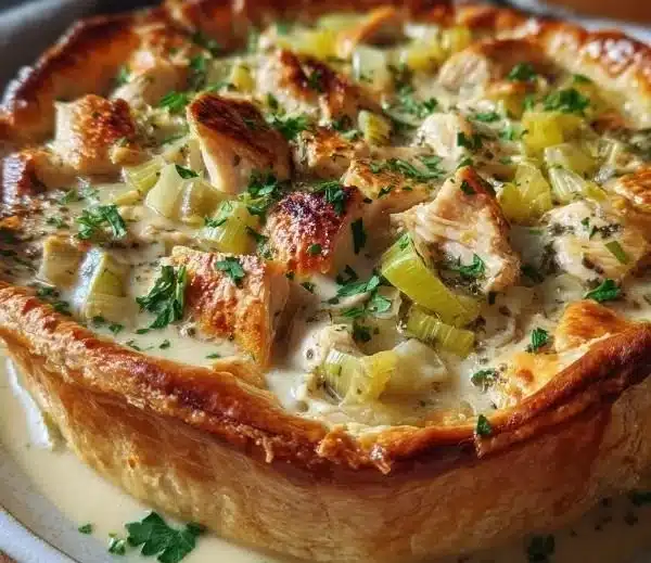 Chicken And Leek Pie 6 Delicious homemade Chicken And Leek Pie with flaky crust and creamy filling