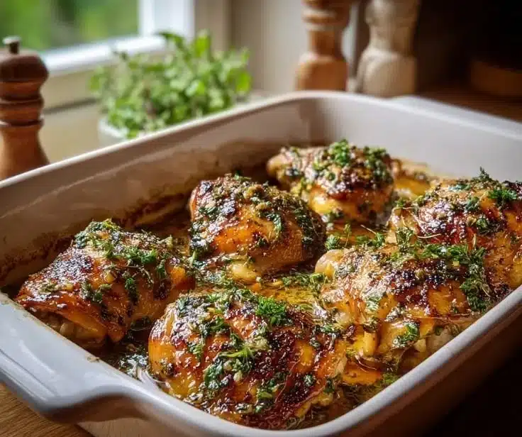 Crispy and juicy chicken thighs served as a delicious dinner option