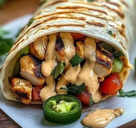 Chipotle Ranch Grilled Chicken Burrito with fresh ingredients and bold flavors