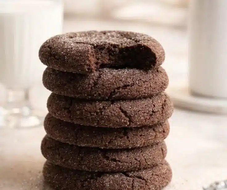 Delicious chocolate sugar cookies on a baking tray, ready to enjoy