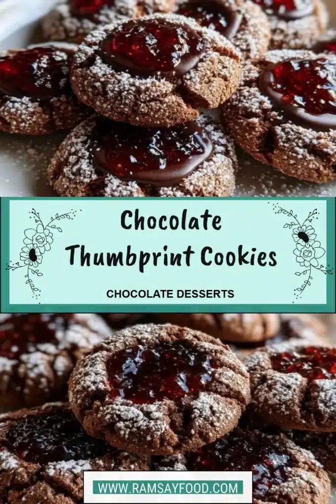 Delicious Chocolate Thumbprint Cookies with rich chocolate filling