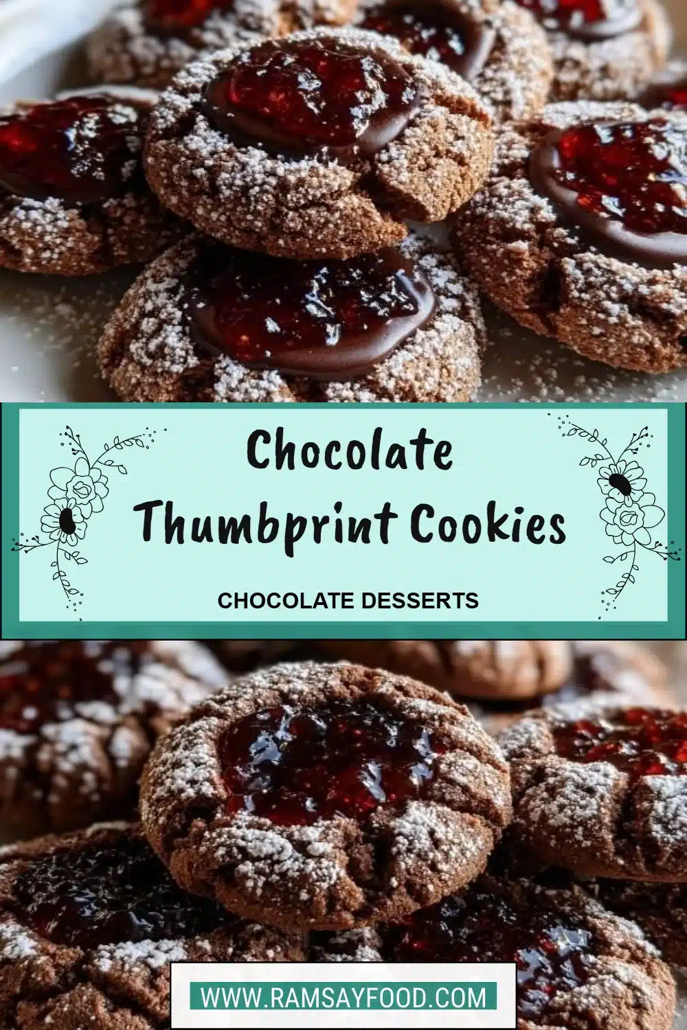 Delicious Chocolate Thumbprint Cookies with rich chocolate filling