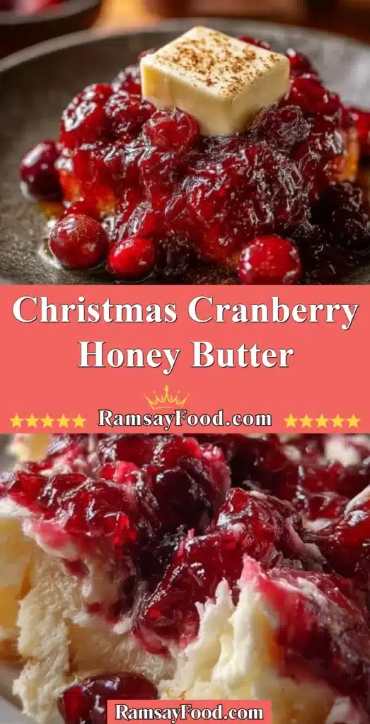 Festive Christmas Cranberry Honey Butter spread on toast with festive decorations
