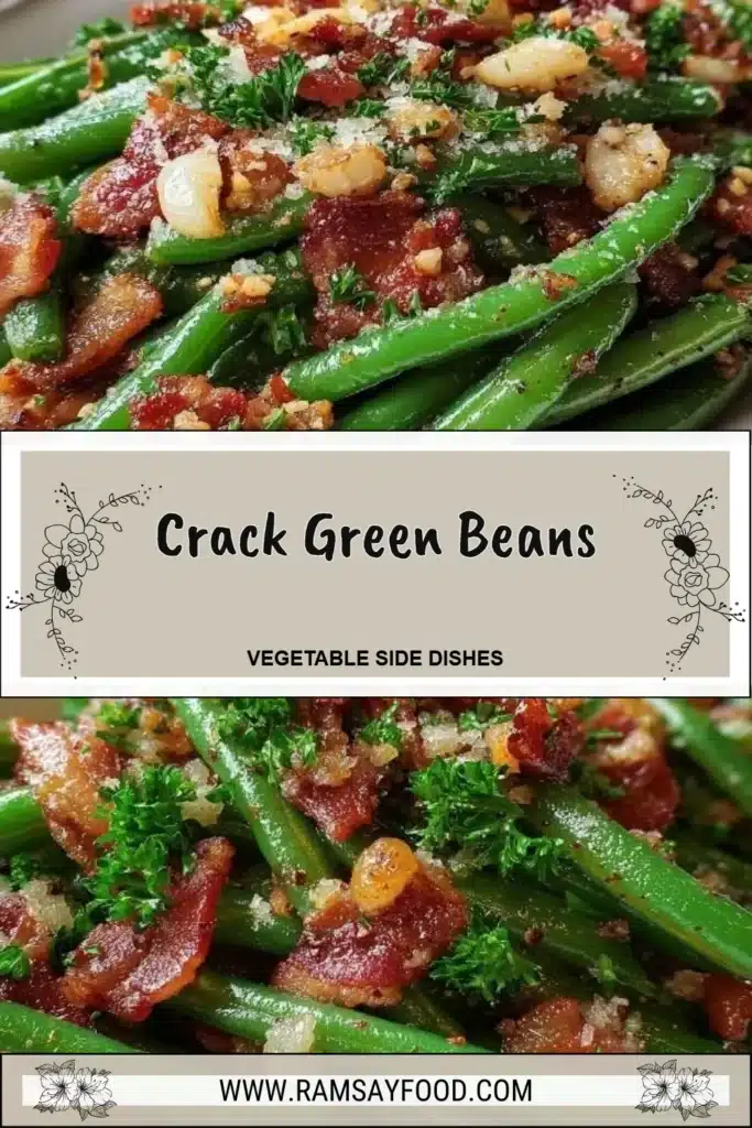Plate of crack green beans garnished with spices and herbs