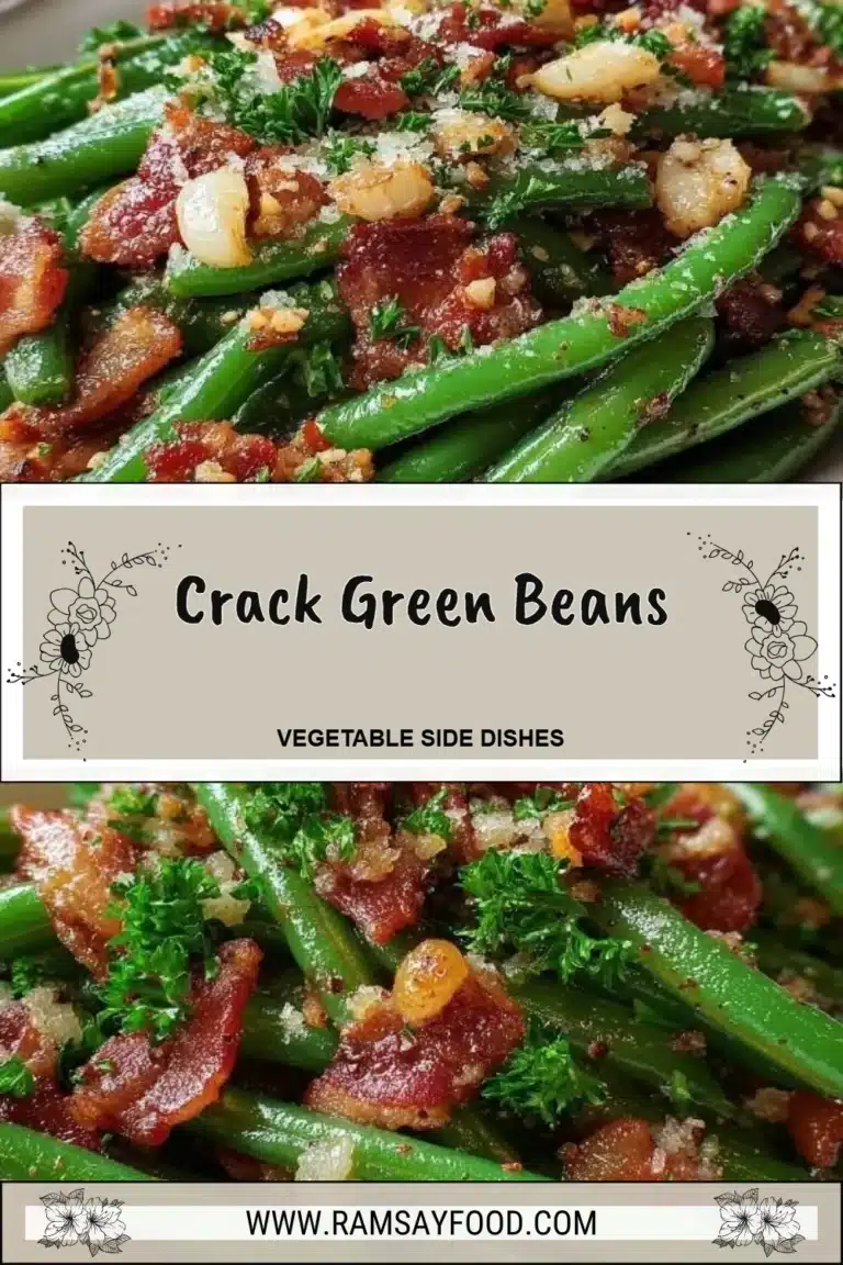 Crack Green Beans 5 Plate of crack green beans garnished with spices and herbs