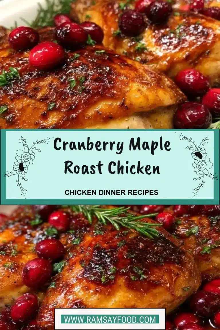 Cranberry Maple Roast Chicken 5 Cranberry Maple Roast Chicken garnished with herbs and cranberries on a serving platter