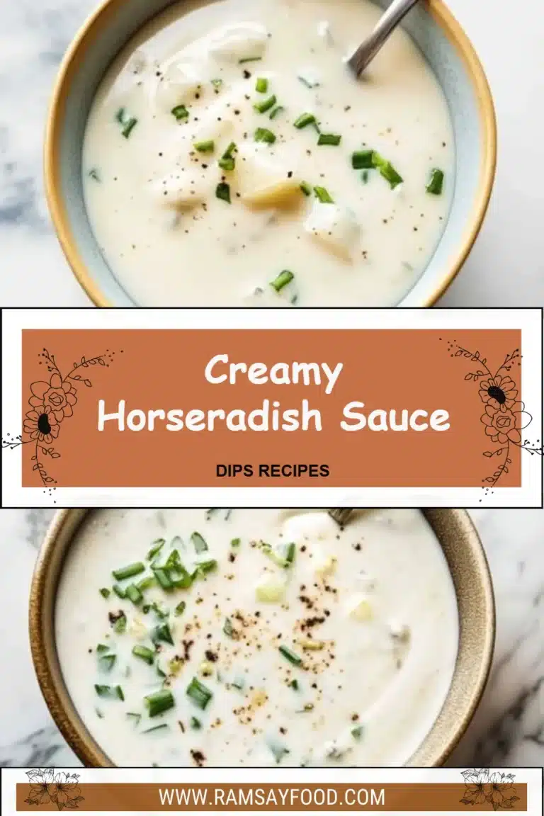 Creamy Horseradish Sauce 4 Creamy horseradish sauce in a bowl with fresh herbs