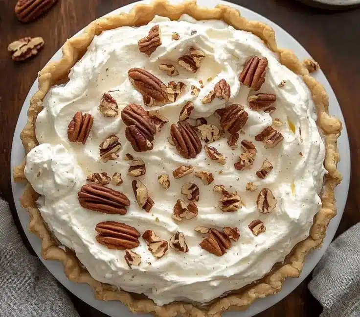 Creamy Pecan Cream Pie That's Absolutely Irresistible 9 Deliciously creamy pecan cream pie topped with nuts and whipped cream