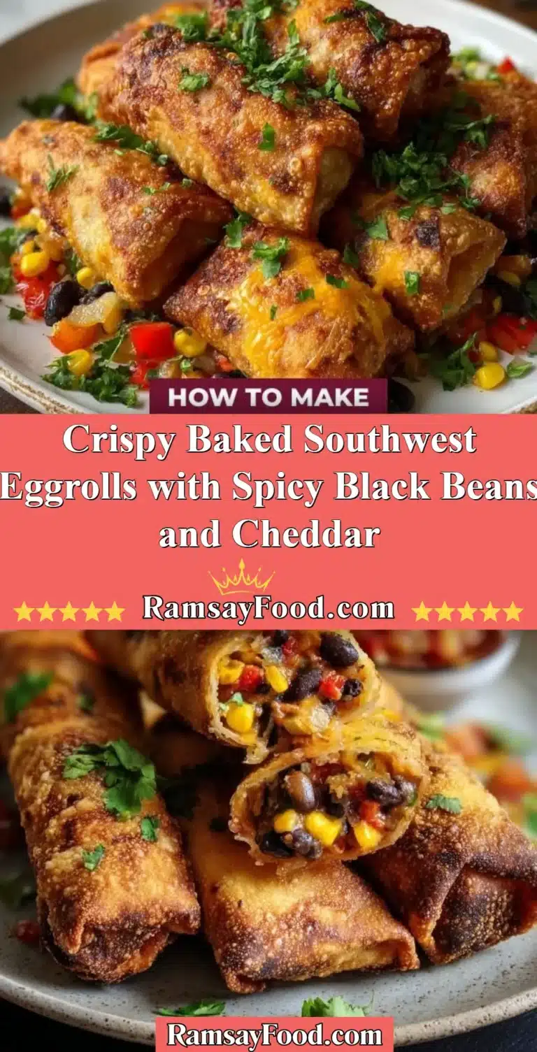 Crispy Baked Southwest Eggrolls with Spicy Black Beans and Cheddar 6 Crispy baked Southwest eggrolls with spicy black beans and cheddar filling