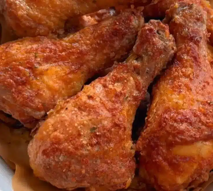 Crispy Chicken Legs Without Deep Frying 4 Oven-baked crispy chicken legs golden brown and delicious without deep frying.