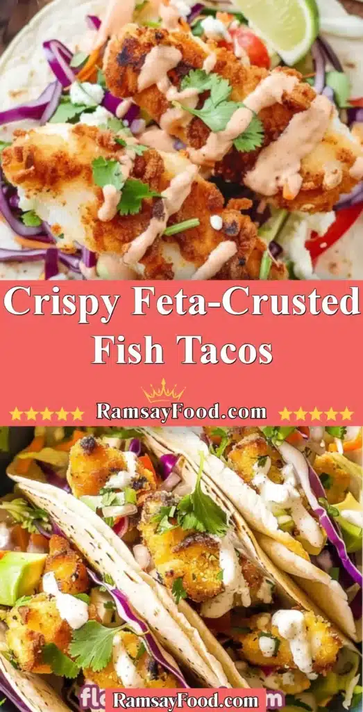 Crispy feta-crusted fish tacos with fresh toppings