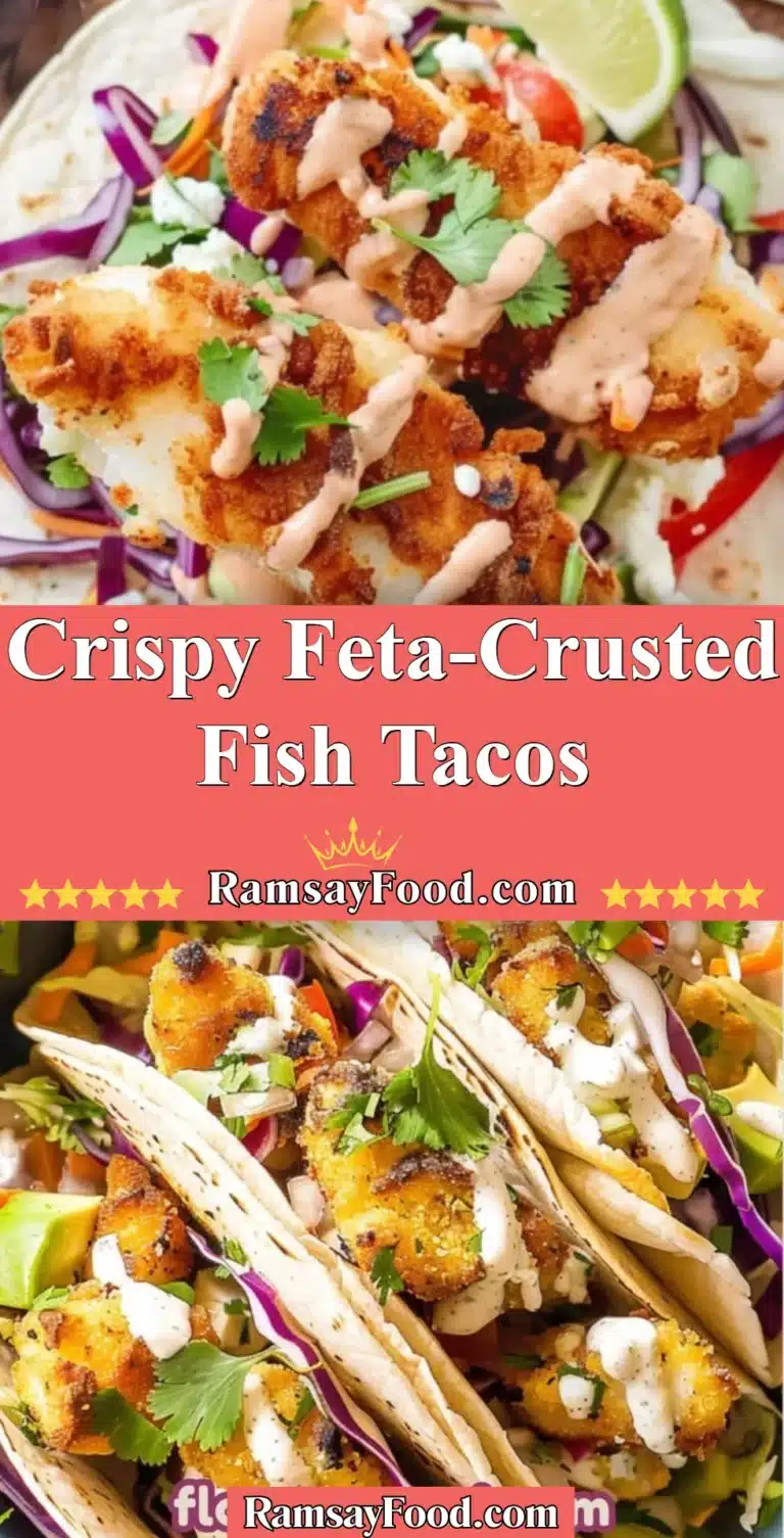 Crispy Feta-Crusted Fish Tacos 4 Crispy feta-crusted fish tacos with fresh toppings
