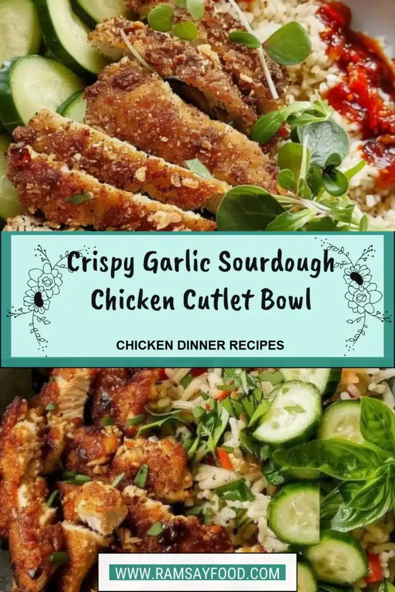 Crispy Garlic Sourdough Chicken Cutlet Bowl 8 Crispy garlic sourdough chicken cutlet bowl with fresh herbs and sides