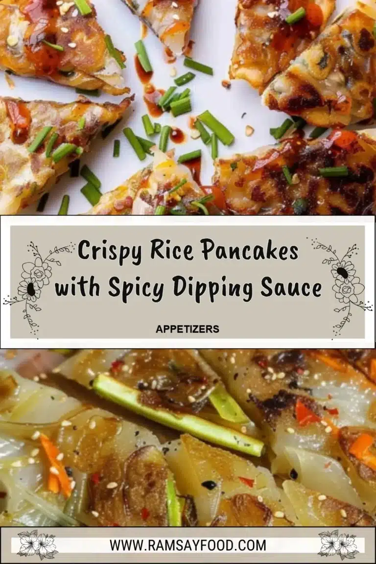 Plate of crispy rice pancakes served with spicy dipping sauce