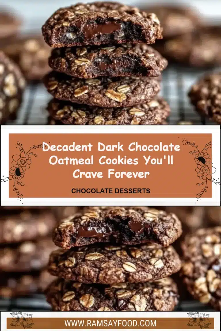 Decadent dark chocolate oatmeal cookies on a plate