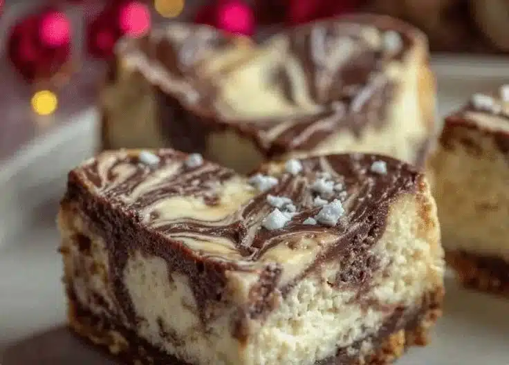 Decadent Valentine's Chocolate Swirl Cheesecake Hearts 5 Decadent Valentine's chocolate swirl cheesecake hearts served on a romantic dessert plate.