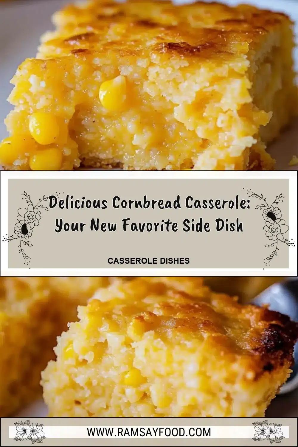 Delicious Cornbread Casserole: Your New Favorite Side Dish 2 Delicious cornbread casserole baked in a dish, perfect for a side dish.