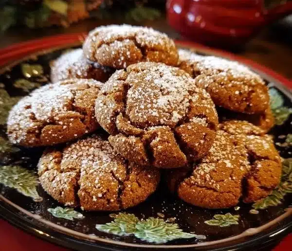 Delightfully spiced festive Christmas cookies on a holiday-themed plate
