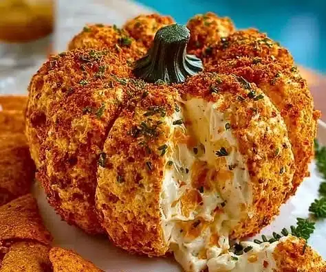 Doritos Pumpkin Shaped Cheese Ball for Halloween parties