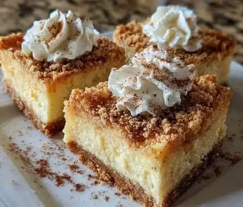 Delicious Eggnog Cheesecake Bars on a festive platter