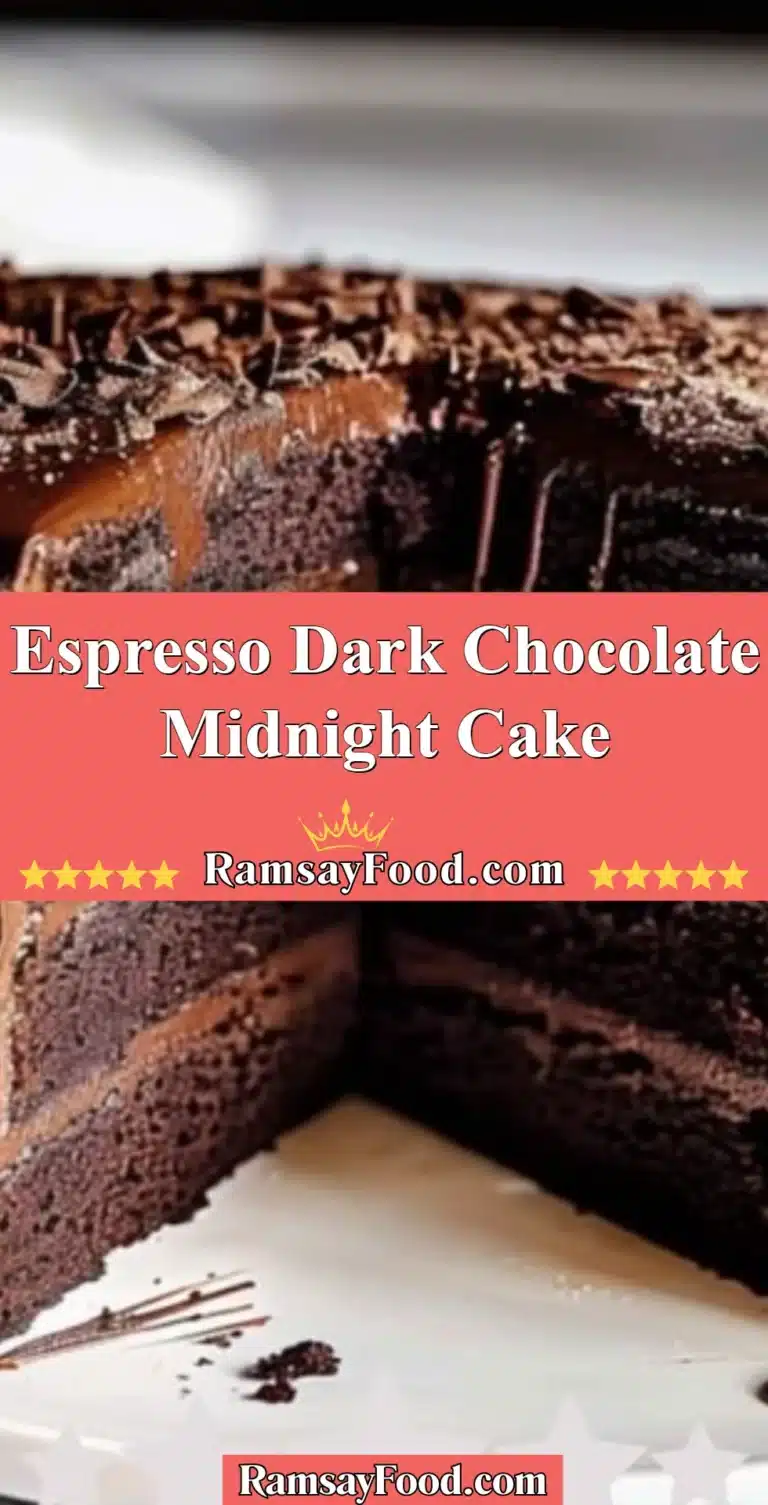 Delicious Espresso Dark Chocolate Cake topped with chocolate ganache