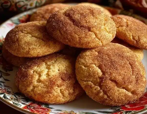 Creamy eggnog snickerdoodles with a spiced sugar coating on a holiday table