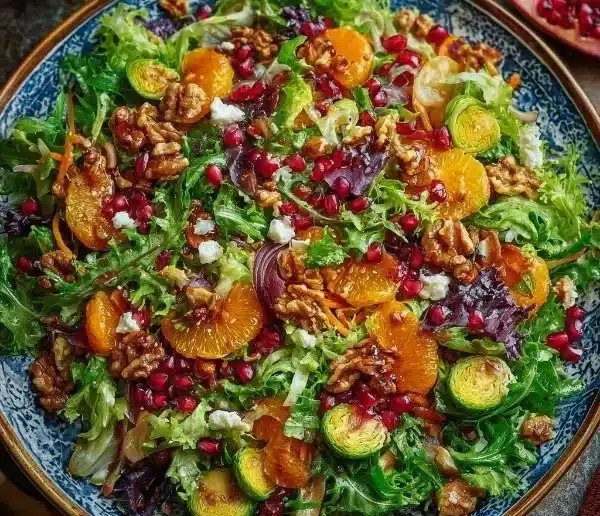 Festive crunchy Christmas salad with vibrant ingredients and citrus vinaigrette