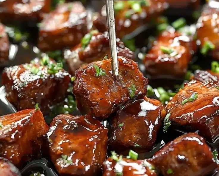 Firecracker Steak Bites with Chili Butter 8 Firecracker Steak Bites drizzled with spicy chili butter.