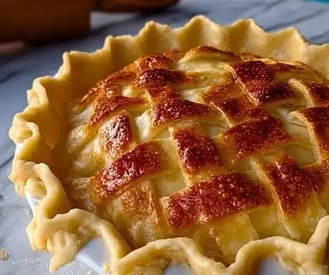 Flaky sourdough discard pie crust ready for baking