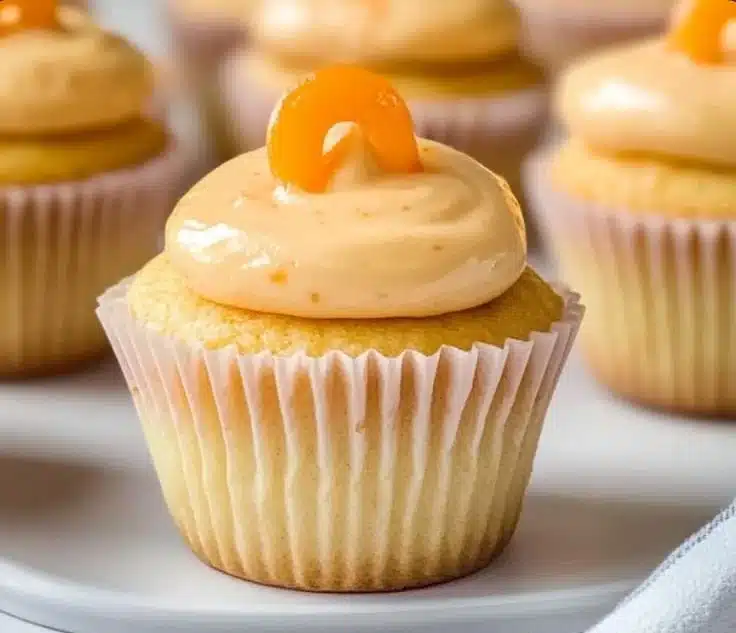 Fluffy Orange Cupcakes 8 Fluffy orange cupcakes topped with creamy orange frosting and orange zest
